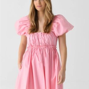 Pink Puff Sleeve Mini Dress